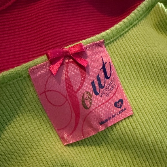 EUC Vintage VS Pout Lime Green Ribbed Fabric Nightgown dress Lollipop print trim - Picture 6 of 6